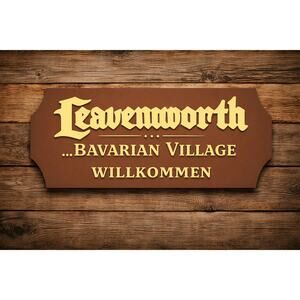 Leavenworth Washington Welcome Sign Bavarian Village Entrance Cascade Mountains